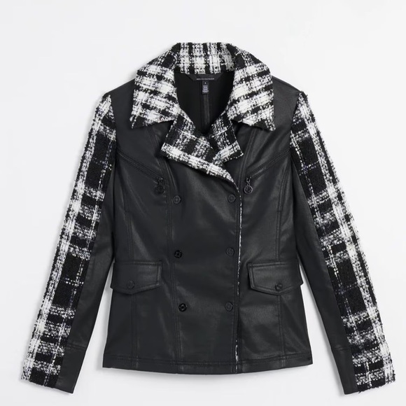 White House Black Market Tweed Moto Jacket SZ 8 - Picture 3 of 10